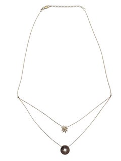 14K Yellow Gold Sailing Shipwheel Motif Pendant Double-Strand Necklace #24808