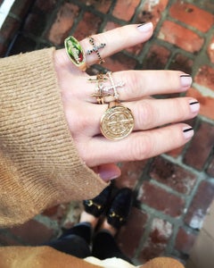 14 Karat Yellow Gold Saint Benedict Signet Ring Cast from Antique Medallion