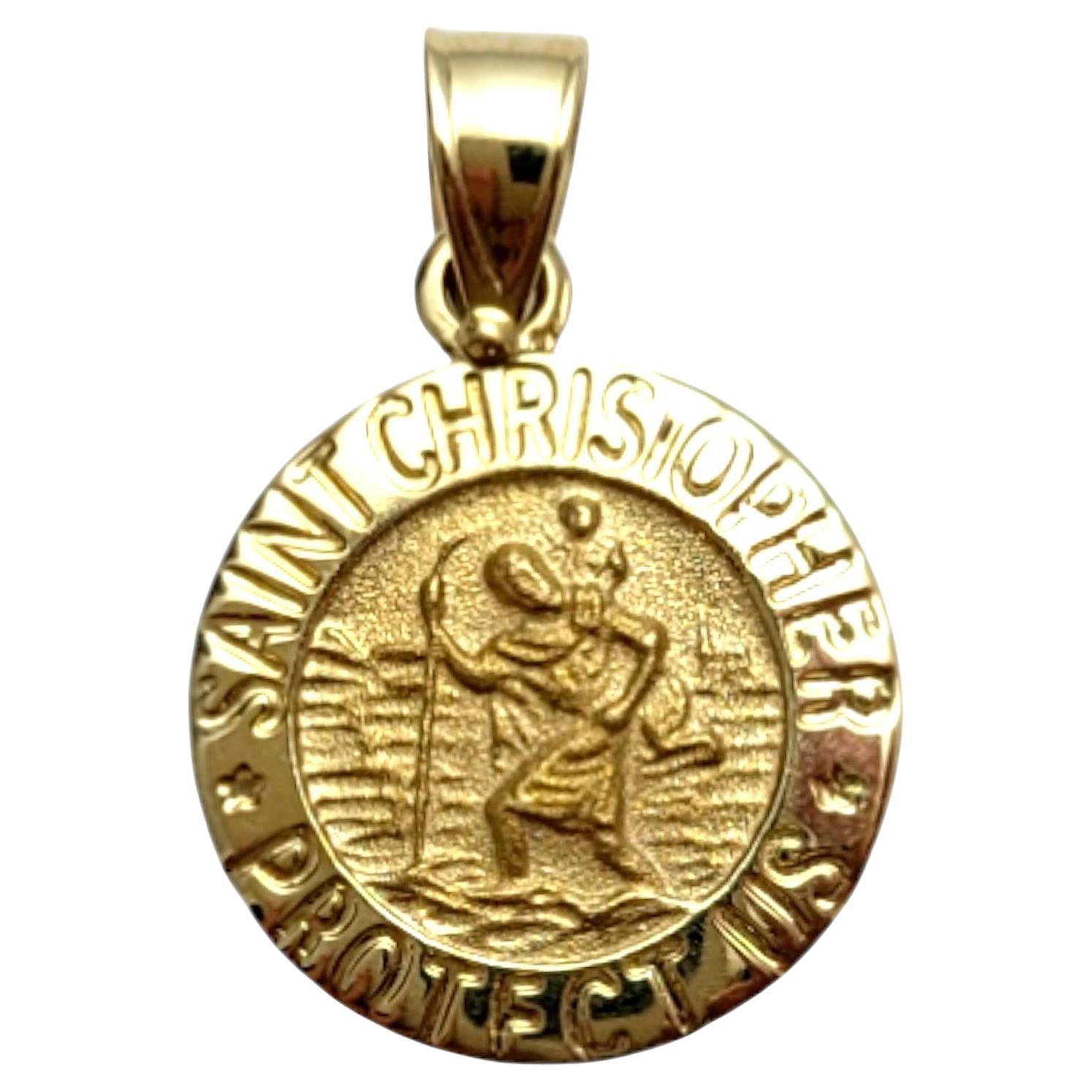 14K Yellow Gold Saint Christopher Medallion Charm #19827