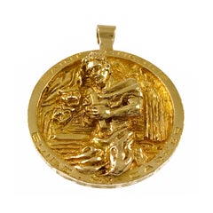 14k Yellow Gold Saint Genesius Guide My Career Pendant