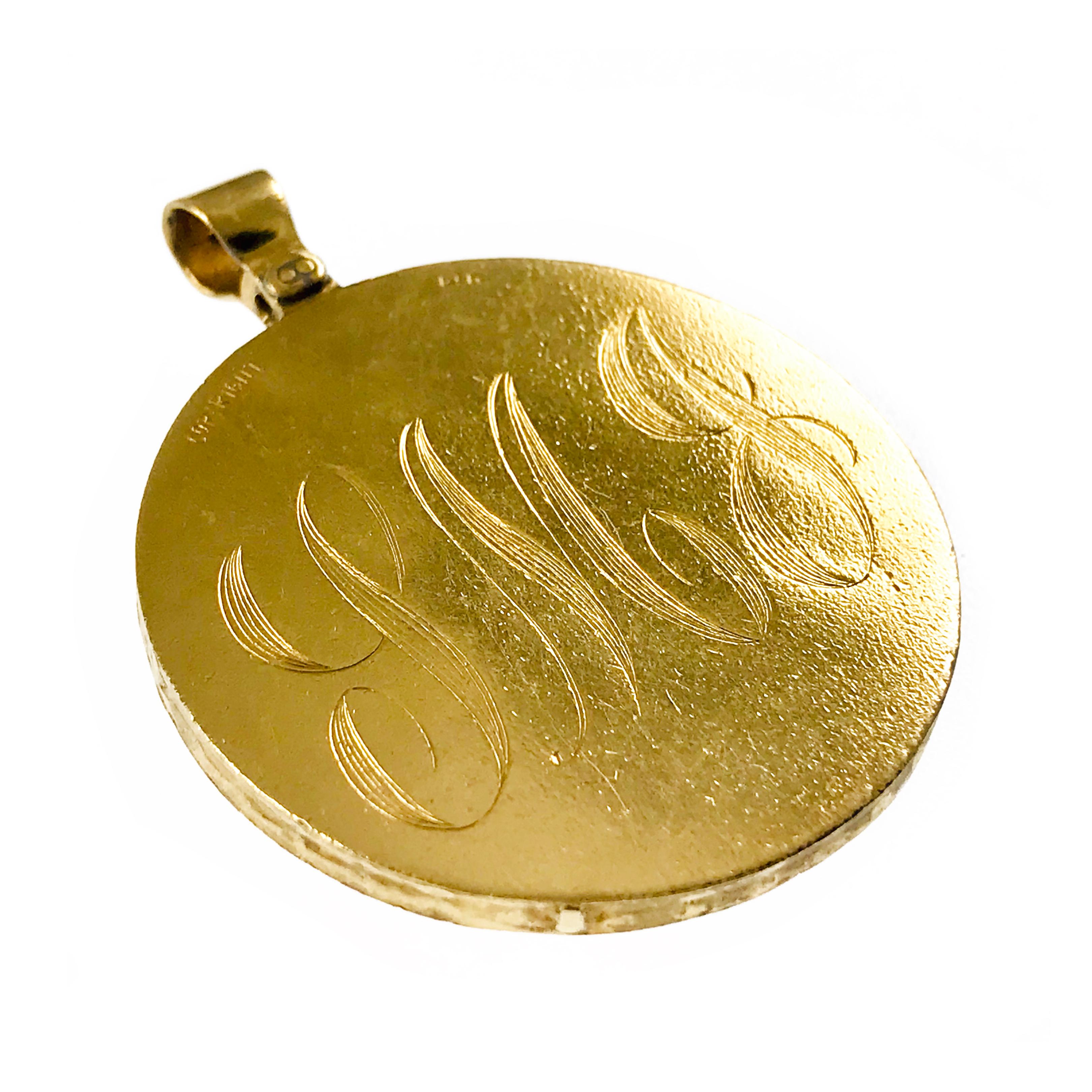 Pendentif en or jaune 14k Saint Genesius Guide My Career Bon état - En vente à Palm Desert, CA