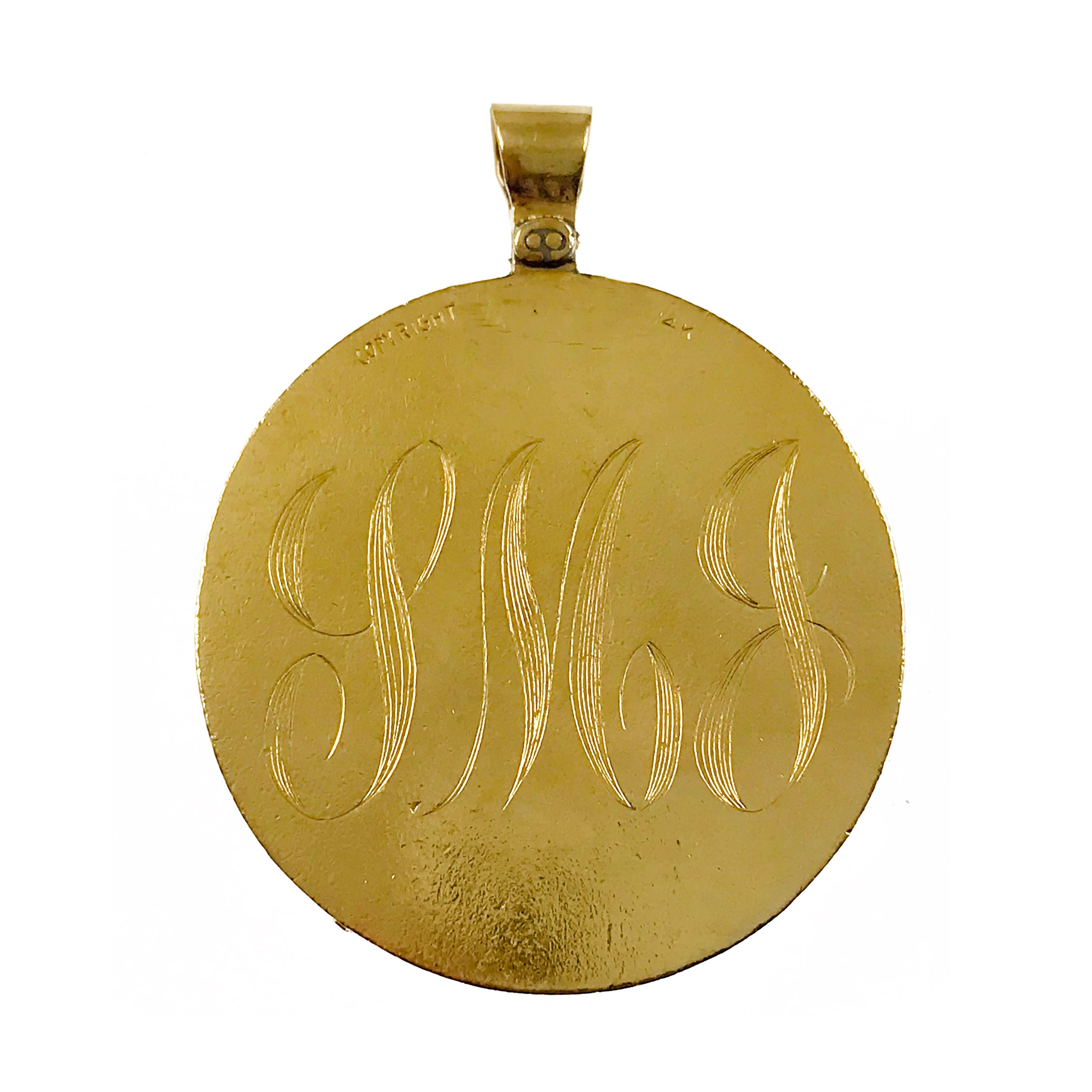 Pendentif en or jaune 14k Saint Genesius Guide My Career Unisexe en vente