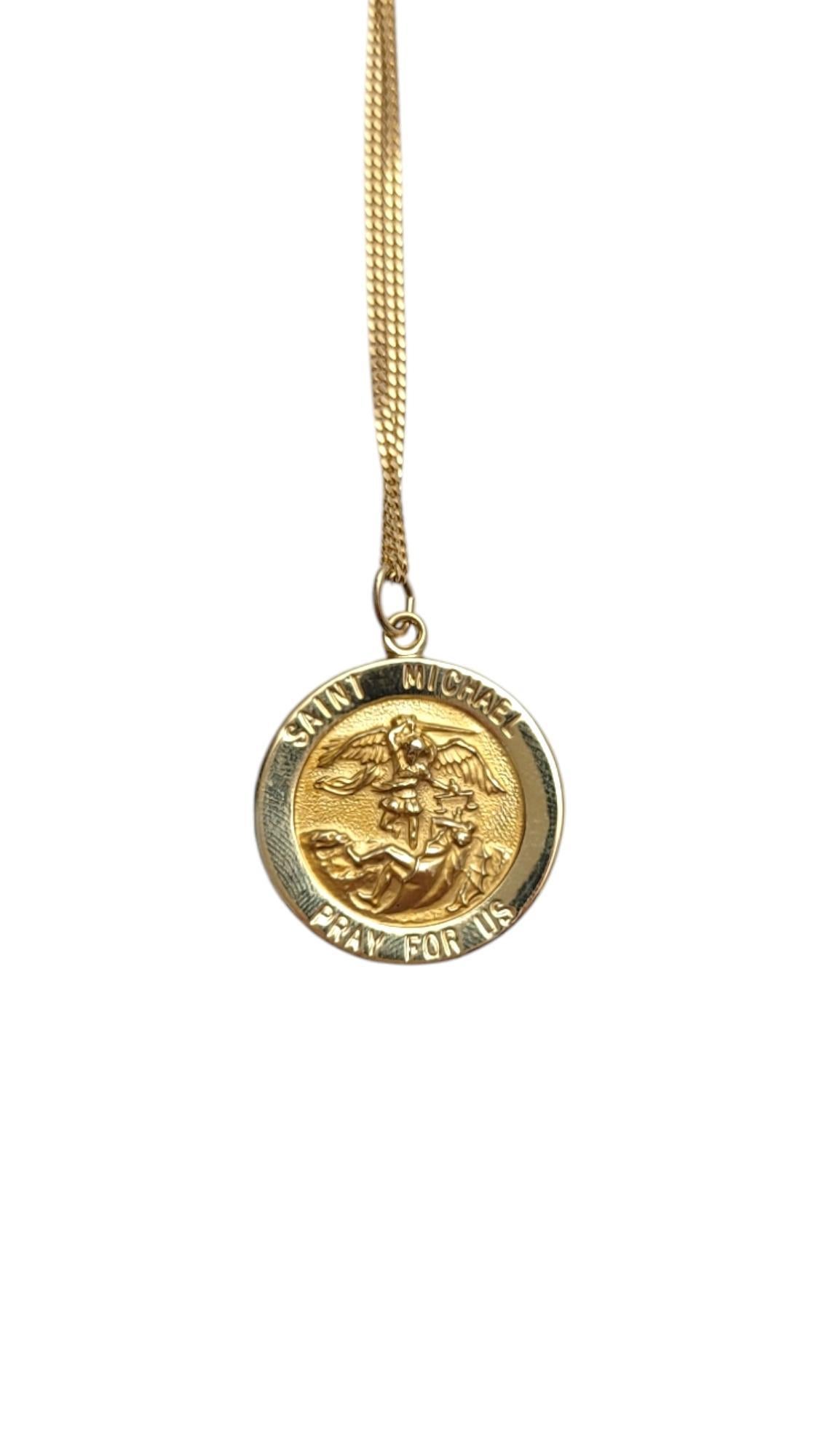 Women's 14K Yellow Gold Saint Michael Medal Necklace #19826