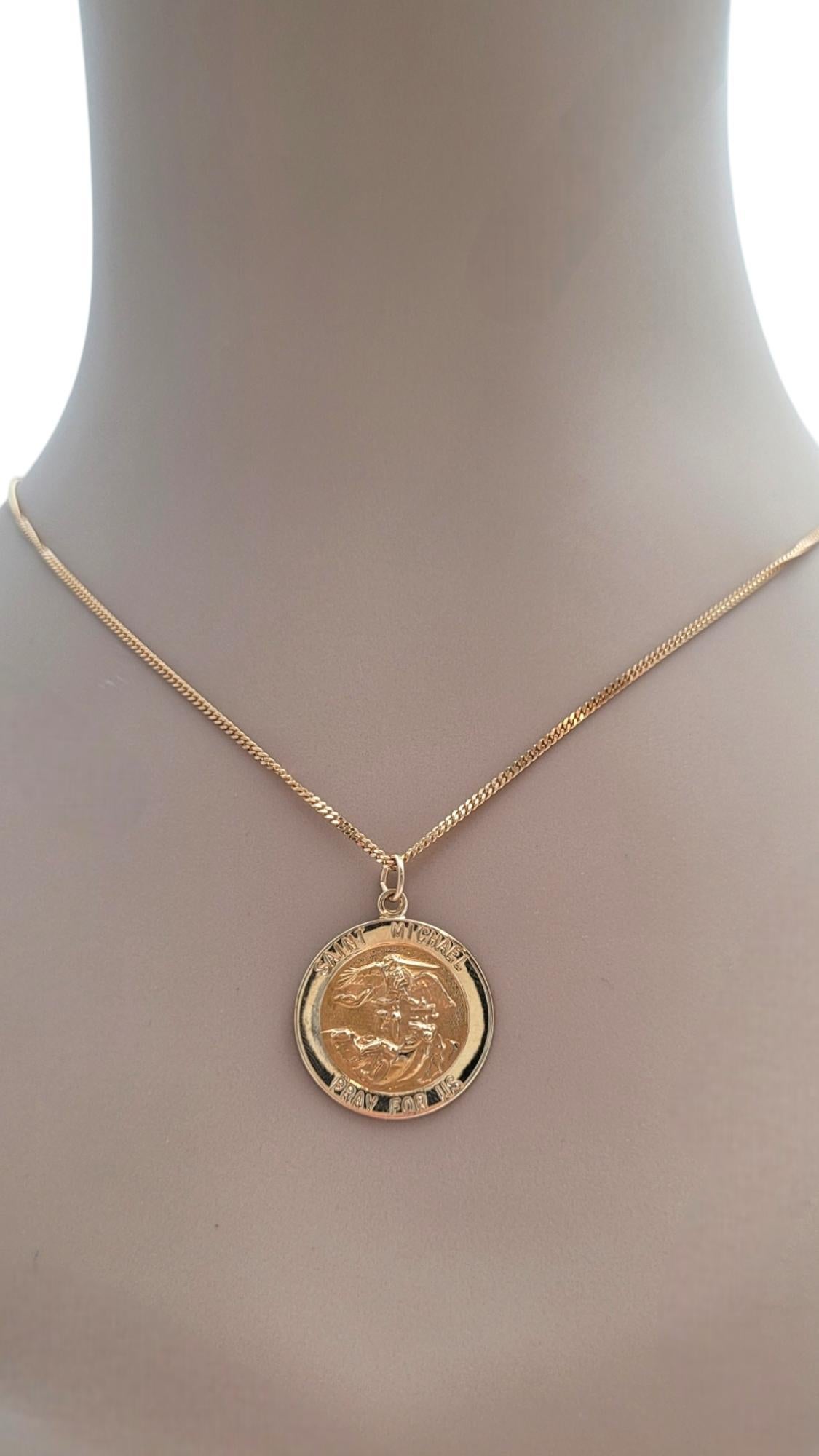 14K Yellow Gold Saint Michael Medal Necklace #19826 4