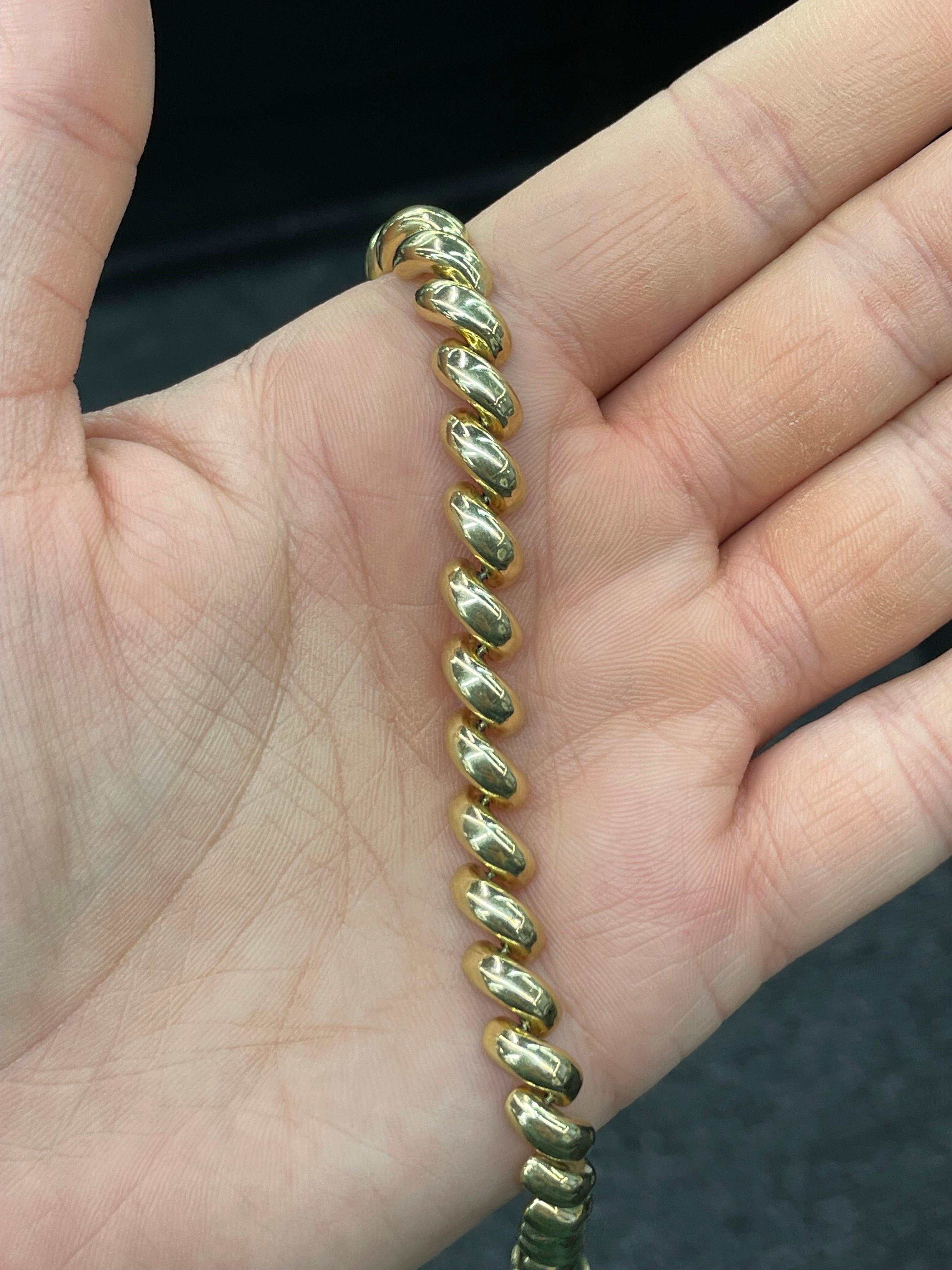 14k Yellow Gold San Marco Link Bracelet 15.34 Grams Made in Italy 2