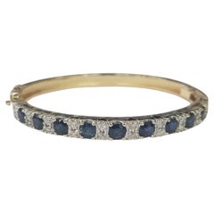 Vintage 14k Yellow Gold Sapphire and Diamond "Bangle" Bracelet Weighing 4.00cts.