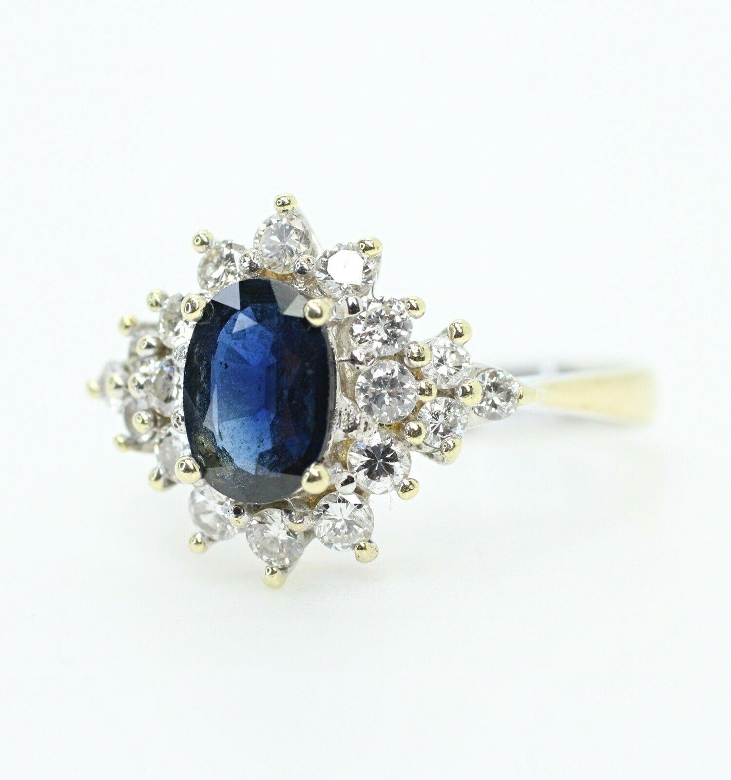  Specifications:
    MAIN stone: OVAL CUT BLUE SAPPHIRE 7.12X4.99-2.58
    SIDE STONE: 18 PCS. ROUND CUT DIAM
    CARAT TOTAL WEIGHT: APPROX 0.54 CTW
    COLOR/CLARITY: G/SI1
    metal: 14K YELLOW GOLD
    type: RING
    weight: 2.8 GRS 
    SIZE: 6