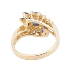 14K Yellow Gold Sapphire and Diamond Cocktail Statement Estate Ring