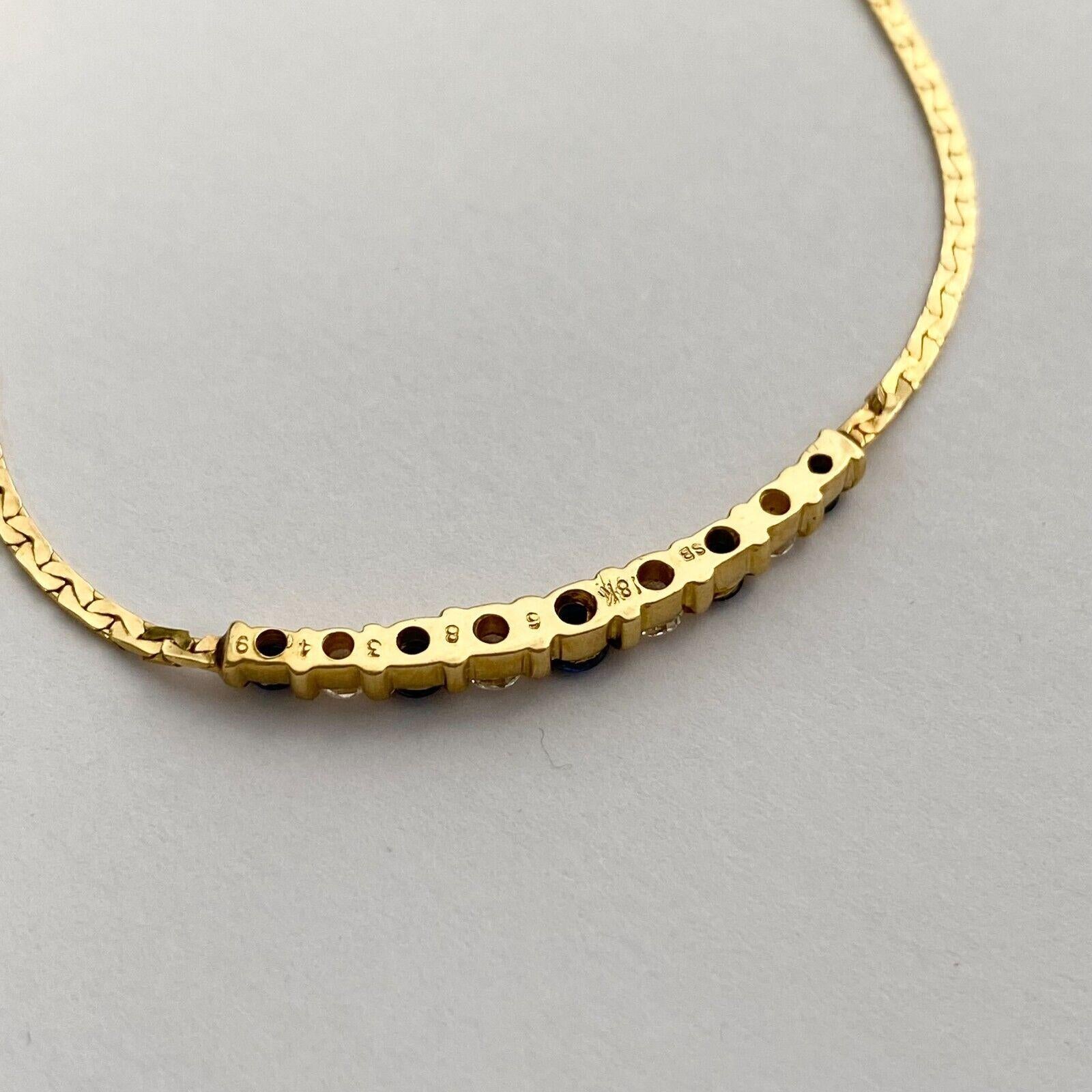 Halskette aus 14k Gelbgold mit Saphiren und Diamanten (Rundschliff)