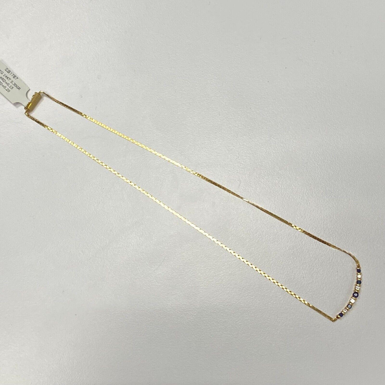 Halskette aus 14k Gelbgold mit Saphiren und Diamanten für Damen oder Herren