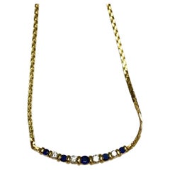 14k Yellow Gold Sapphire and Diamond Necklace