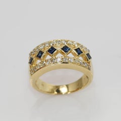 14K Yellow Gold Sapphire and Diamond Ring 0.75ct