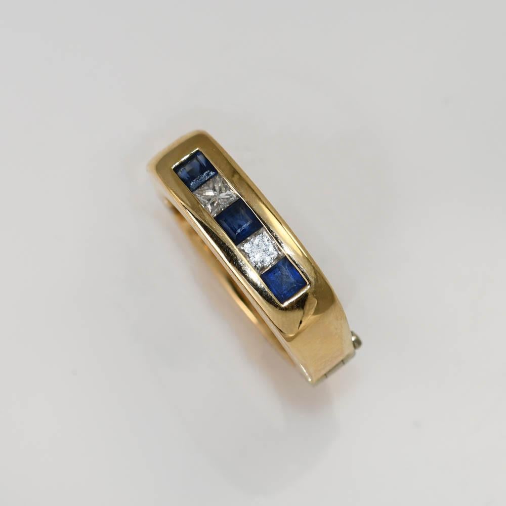14K Gelbgold Saphir- und Diamantring 10g (Carréschliff)