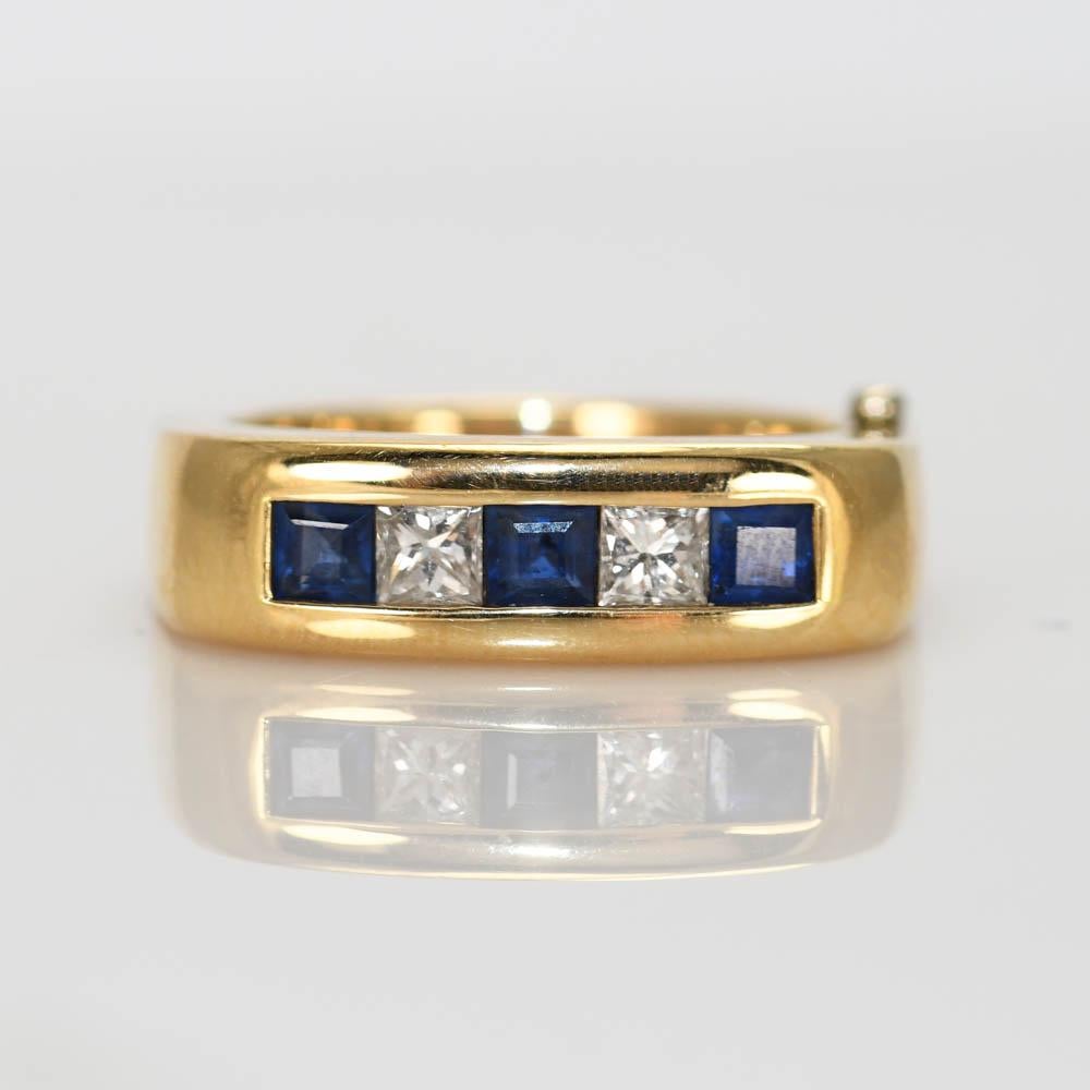 14K Gelbgold Saphir- und Diamantring 10g 1