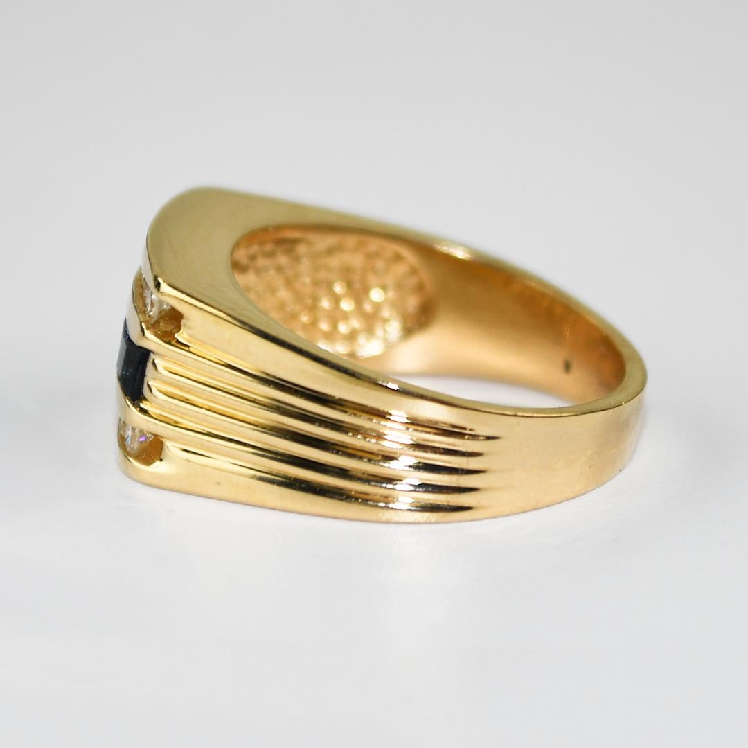 14K Gelbgold Saphir und Diamant Ring 8.5g für Damen oder Herren im Angebot