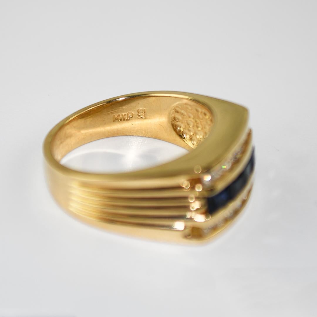 14K Gelbgold Saphir und Diamant Ring 8.5g im Angebot 2