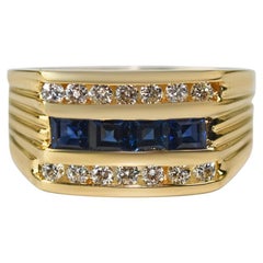 14K Gelbgold Saphir und Diamant Ring 8.5g