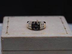 14k Yellow Gold Sapphire and Diamond Ring