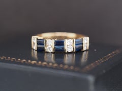 Anello nuziale con zaffiro e diamante in oro giallo 14K