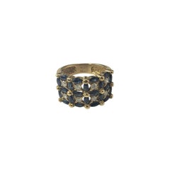 14K Yellow Gold Sapphire and Diamond Wide Band Ring Size 7 JAGi Certified #22676