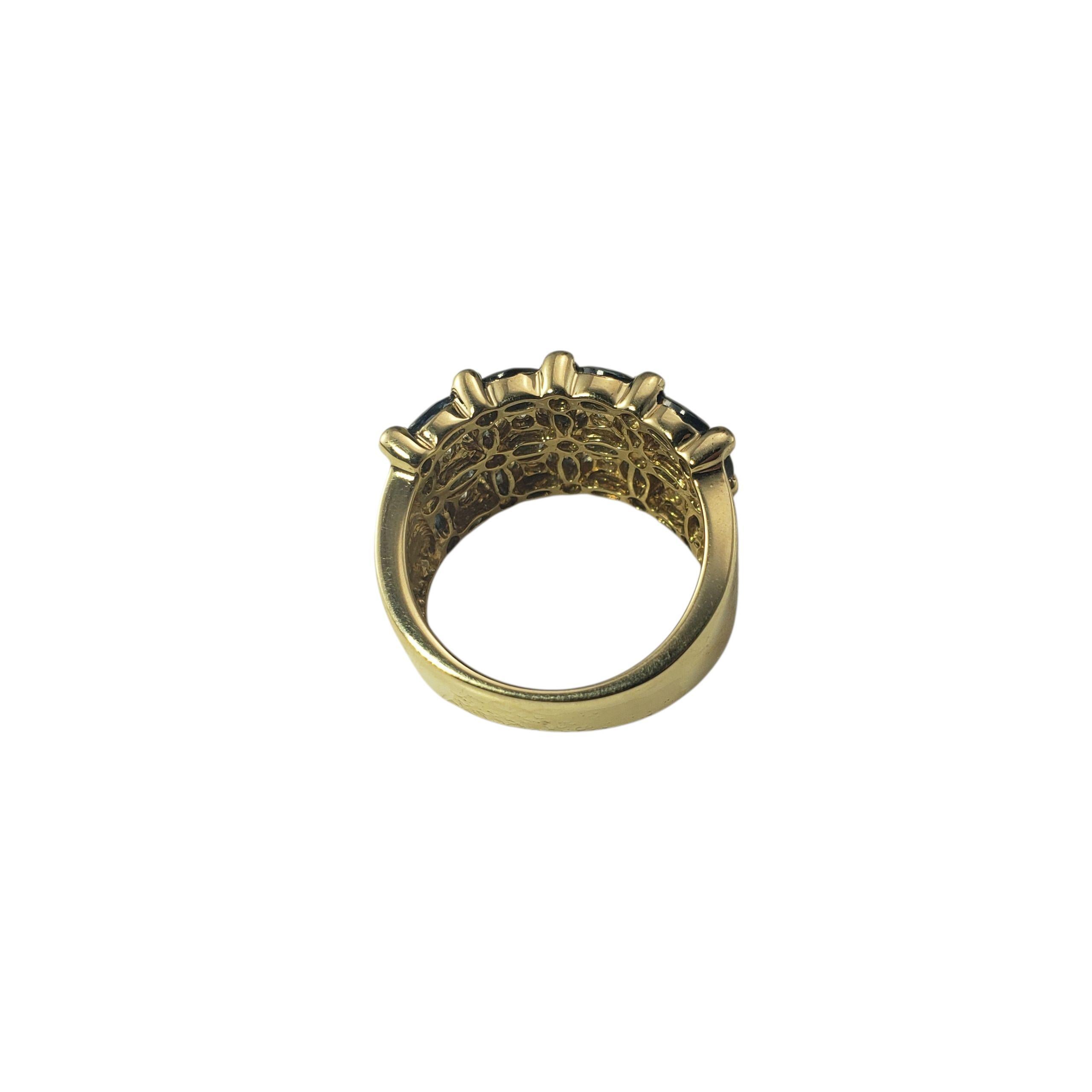 Women's 14K Yellow Gold Sapphire and Diamond Wide Band Ring Size 7 JAGi Certified #22676 For Sale