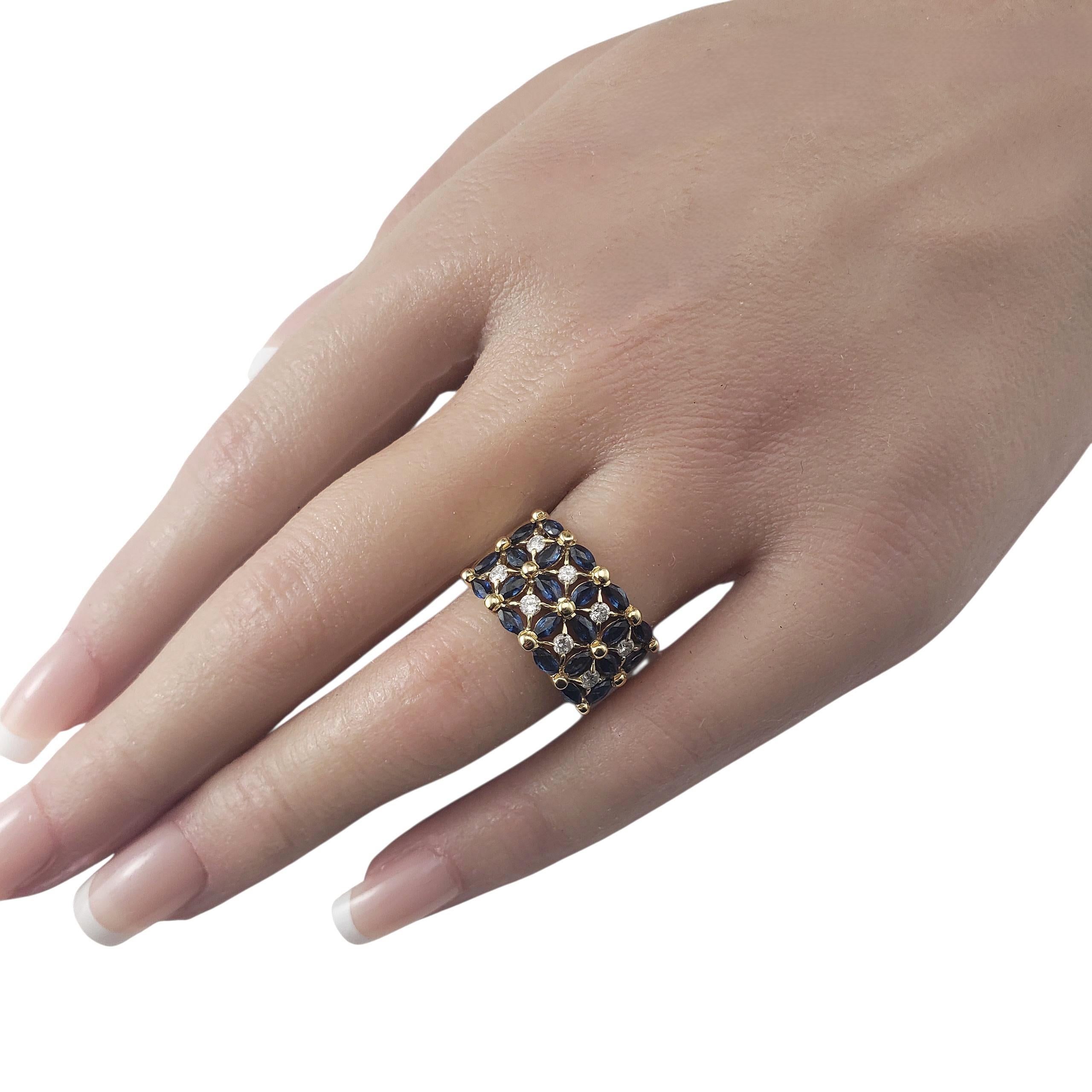 14K Yellow Gold Sapphire and Diamond Wide Band Ring Size 7 JAGi Certified #22676 For Sale 2