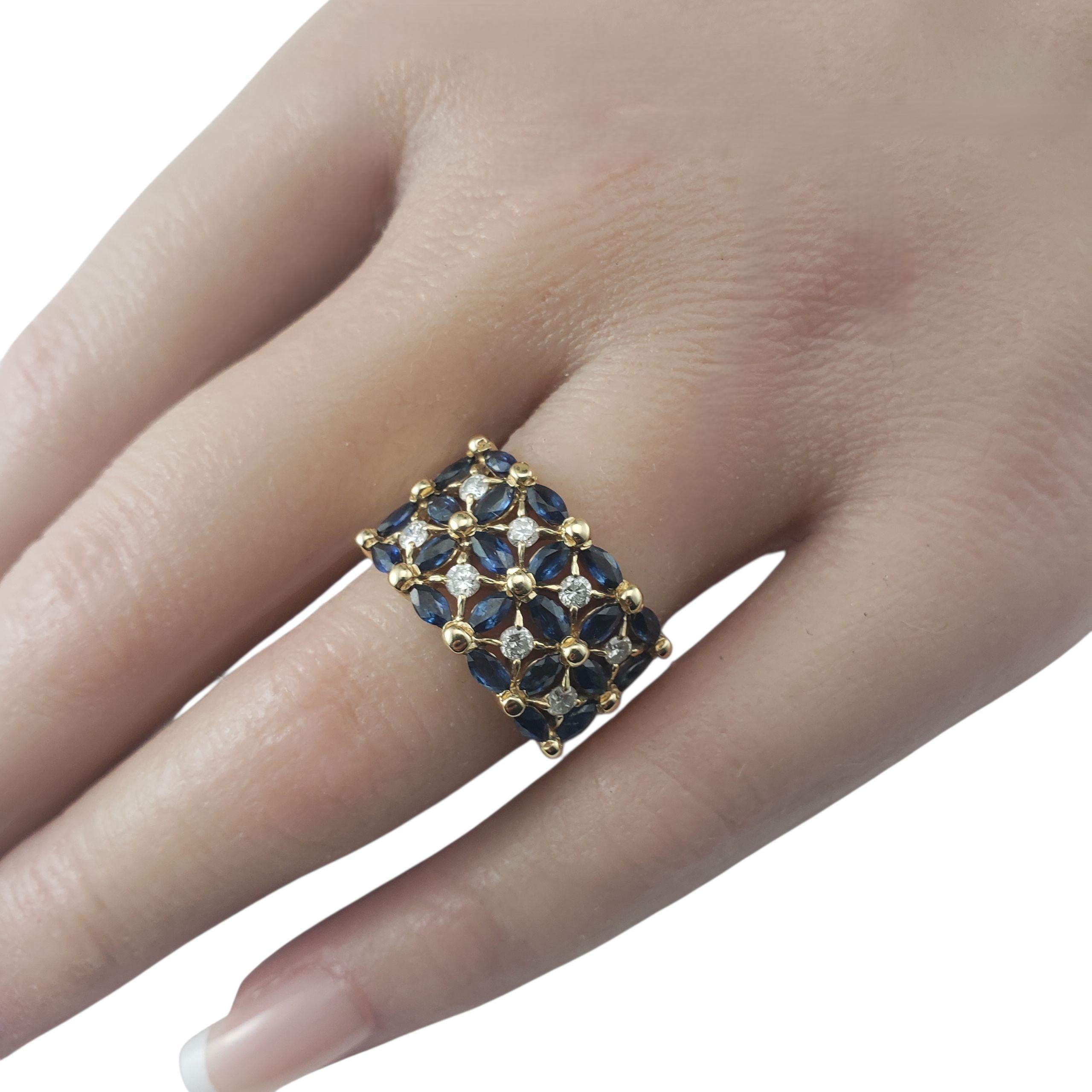 14K Yellow Gold Sapphire and Diamond Wide Band Ring Size 7 JAGi Certified #22676 For Sale 3