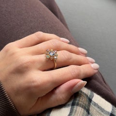 14K Yellow Gold Sapphire and Multicolor Gemstone Floral Cluster Bezel Ring