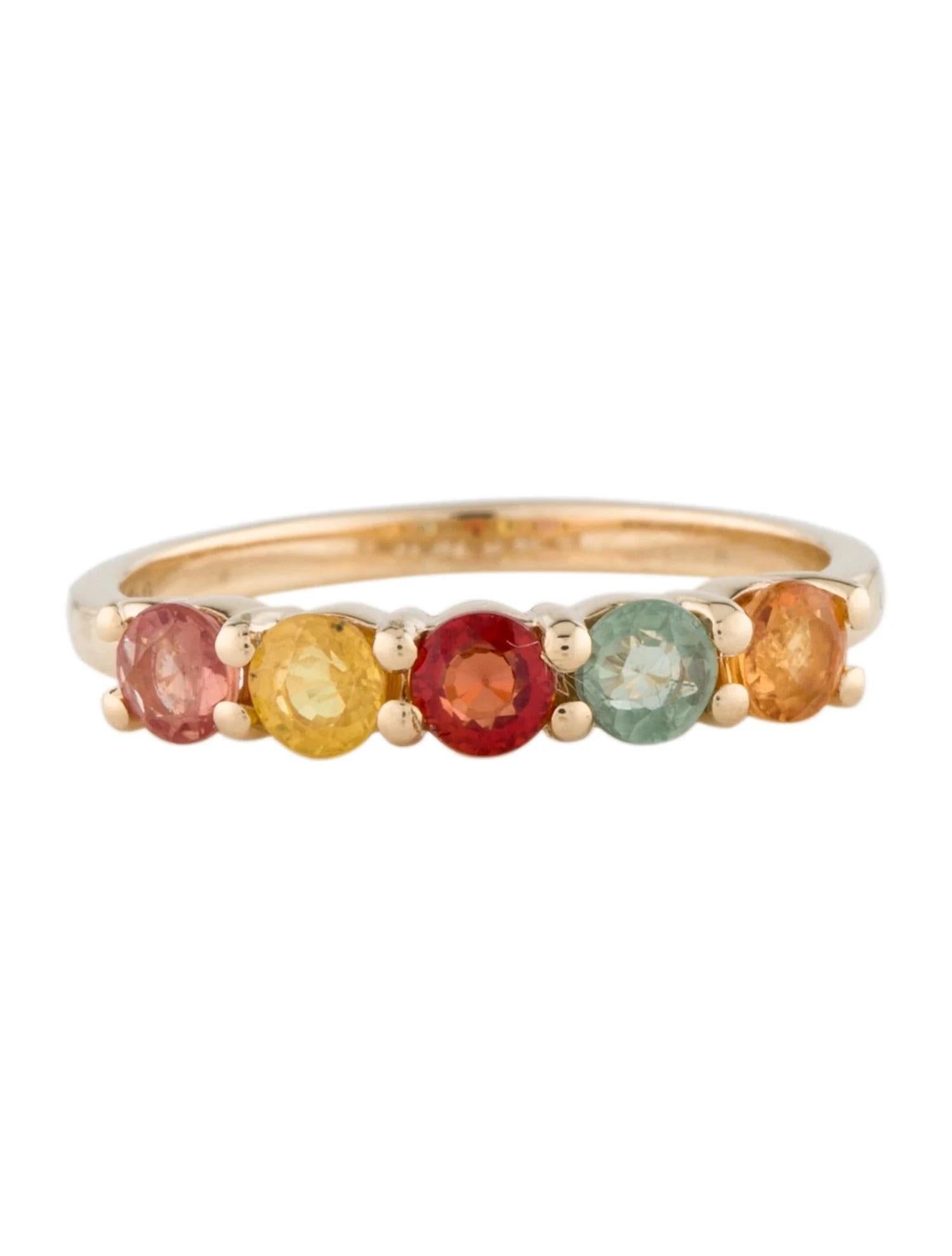 Artist 14K Yellow Gold Sapphire Band, 0.74 Carat Round Sapphires, Size 6 For Sale