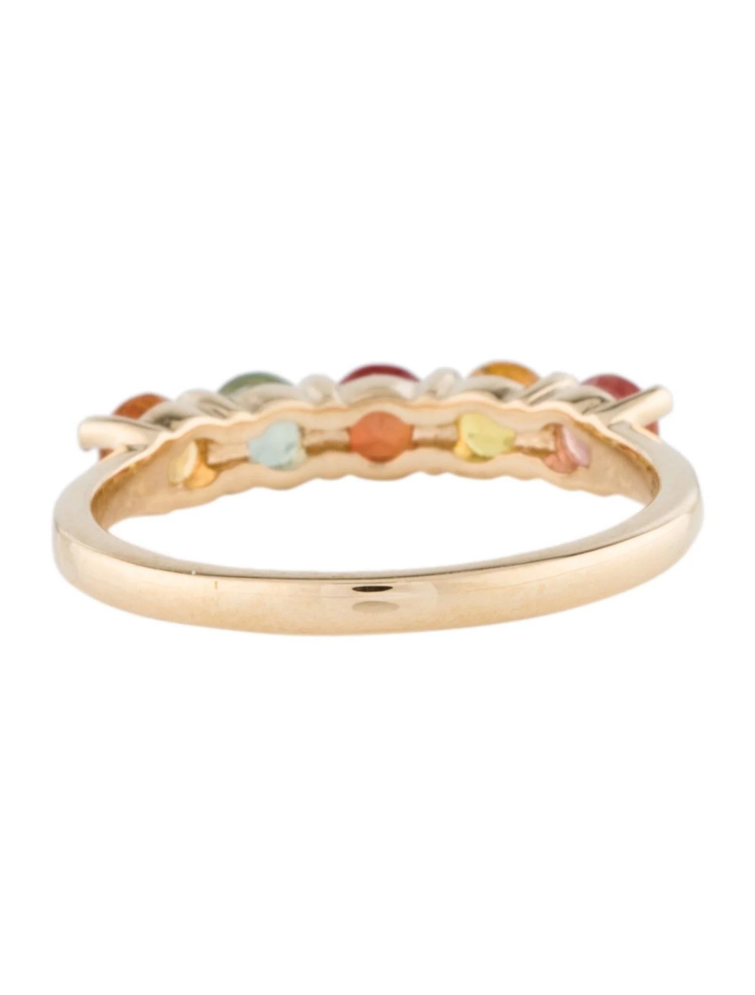 Round Cut 14K Yellow Gold Sapphire Band, 0.74 Carat Round Sapphires, Size 6 For Sale