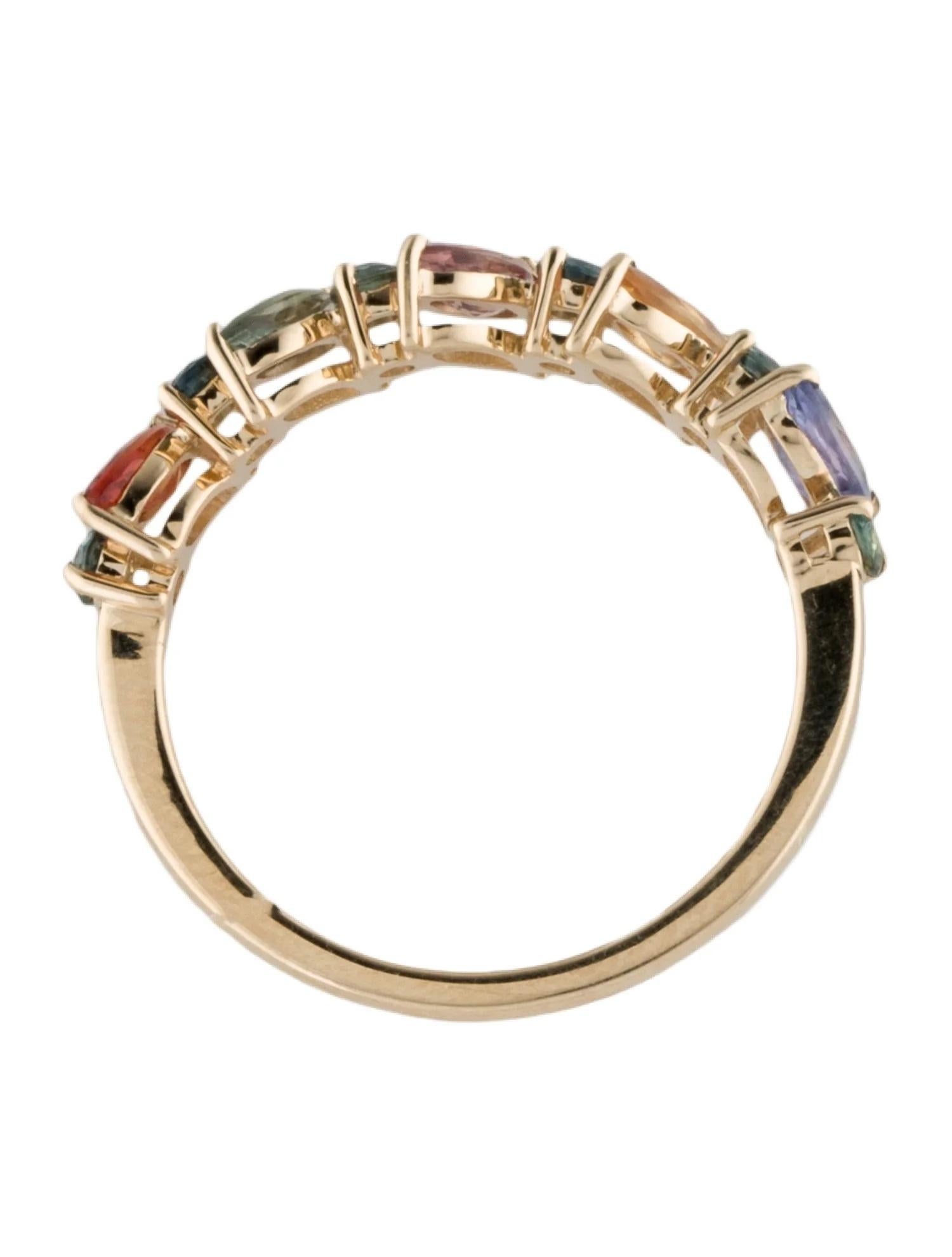 14K Yellow Gold Sapphire Band Featuring Marquise & Round Sapphires, Size 7 In New Condition For Sale In Holtsville, NY