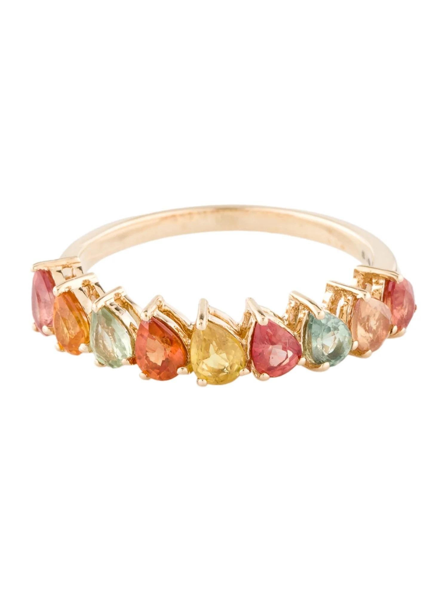 Artist 14K Yellow Gold Sapphire Band Ring – 1.43ctw Pear Modified Brilliant Sapphires