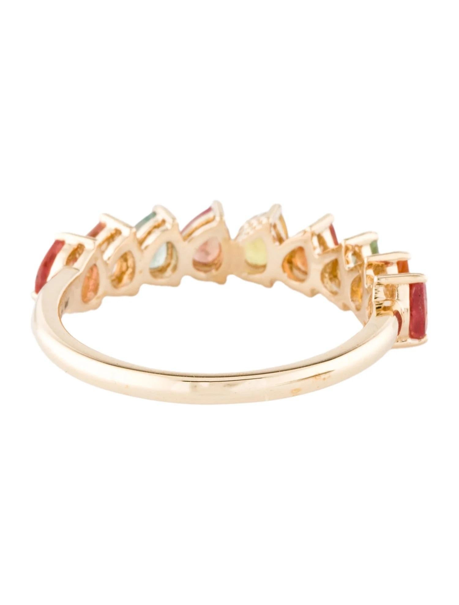 Pear Cut 14K Yellow Gold Sapphire Band Ring – 1.43ctw Pear Modified Brilliant Sapphires