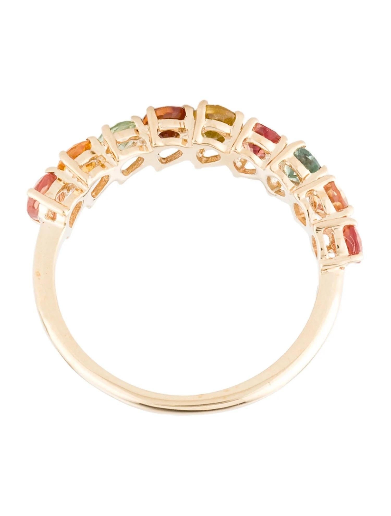 14K Yellow Gold Sapphire Band Ring – 1.43ctw Pear Modified Brilliant Sapphires In New Condition In Holtsville, NY