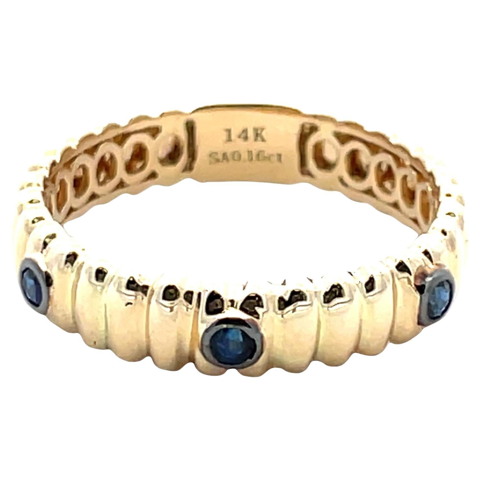 14K Yellow Gold Sapphire Band Ring im Angebot