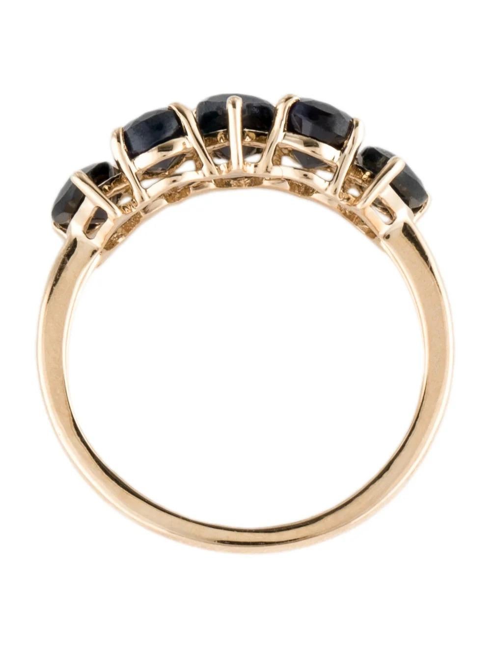 Women's 14K Yellow Gold Sapphire Band Ring, Size 7: Elegant Gemstone Statement Piece For Sale