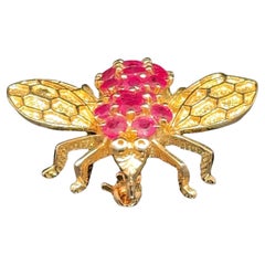14k Yellow Gold Sapphire Bee Convertible Brooch/Pendant