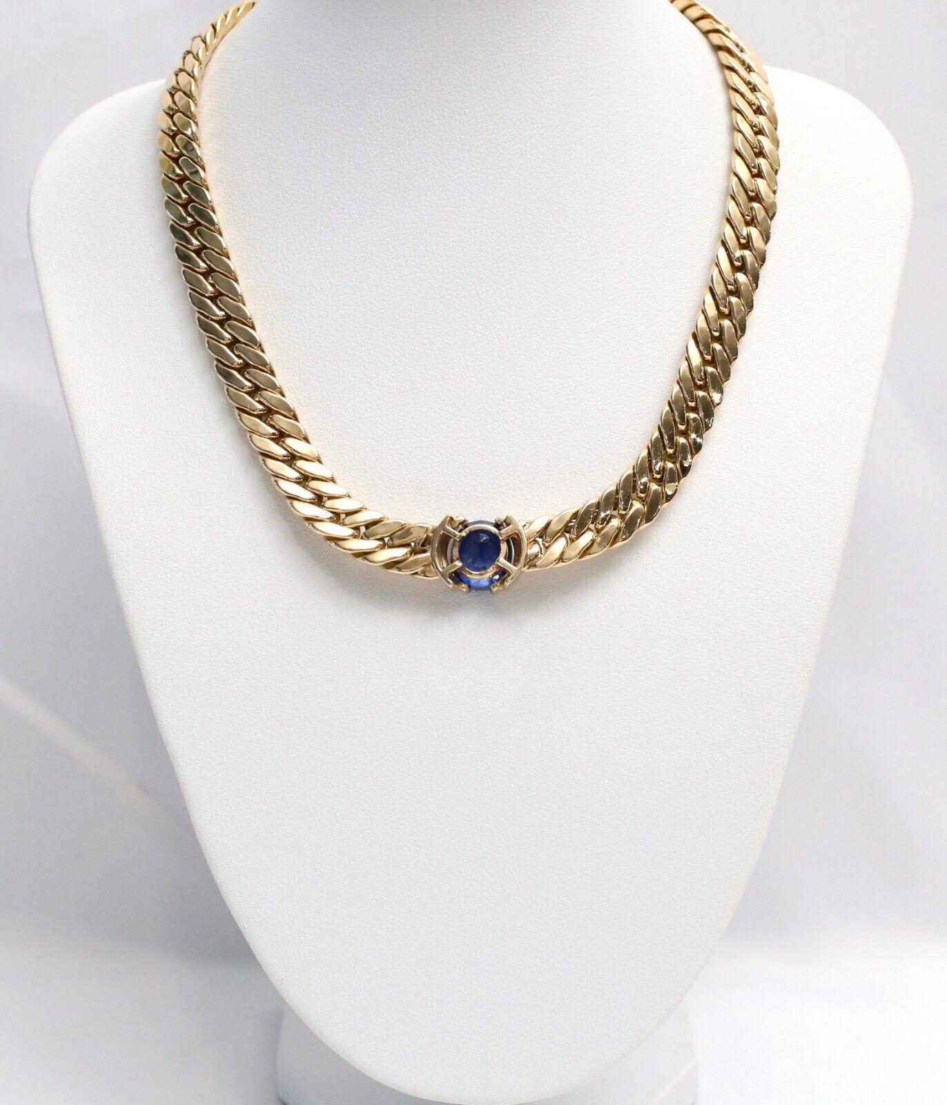 Women's 14k Yellow Gold Sapphire Choker Necklace, 14.25 inches - 37.2g
