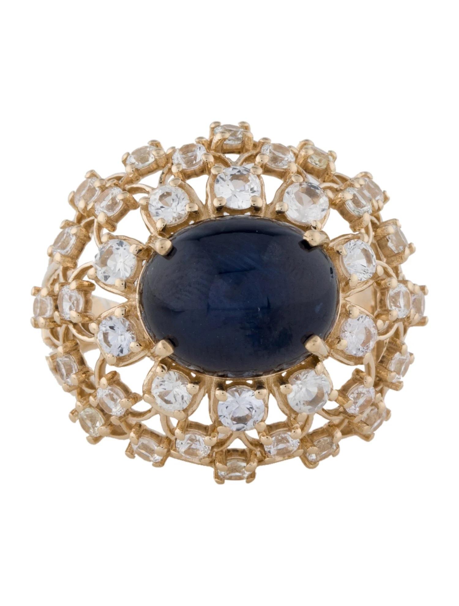 Artiste Bague cocktail en or jaune 14 carats saphir taille : 7  Saphir brillant rond & Colo en vente