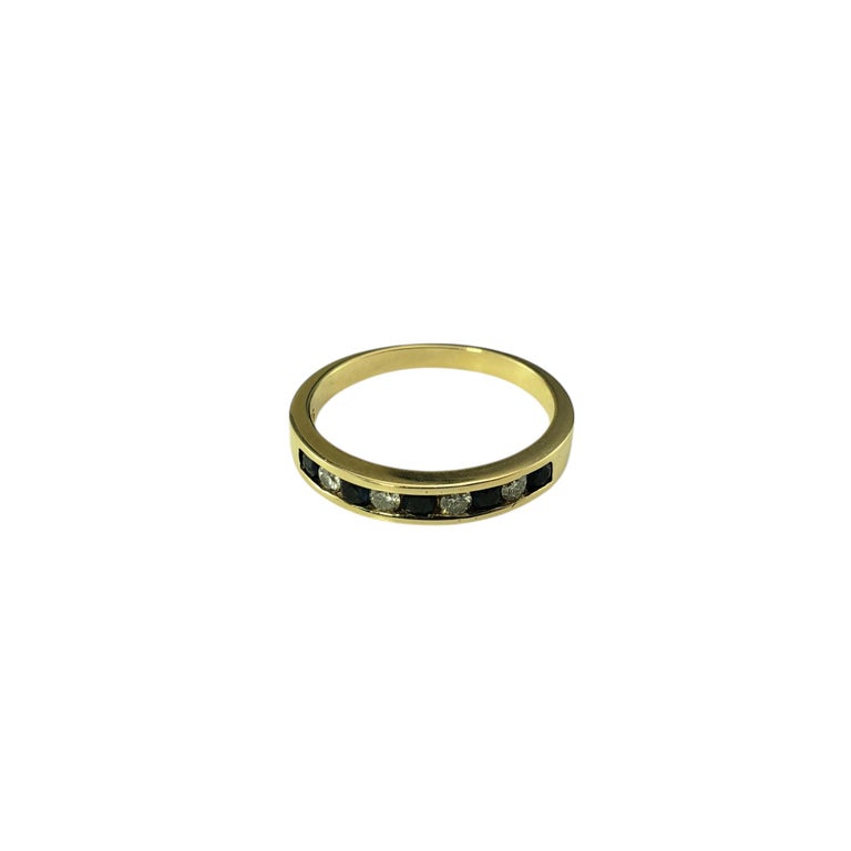 14K Yellow Gold Sapphire and Diamond Band Ring Size 6.25