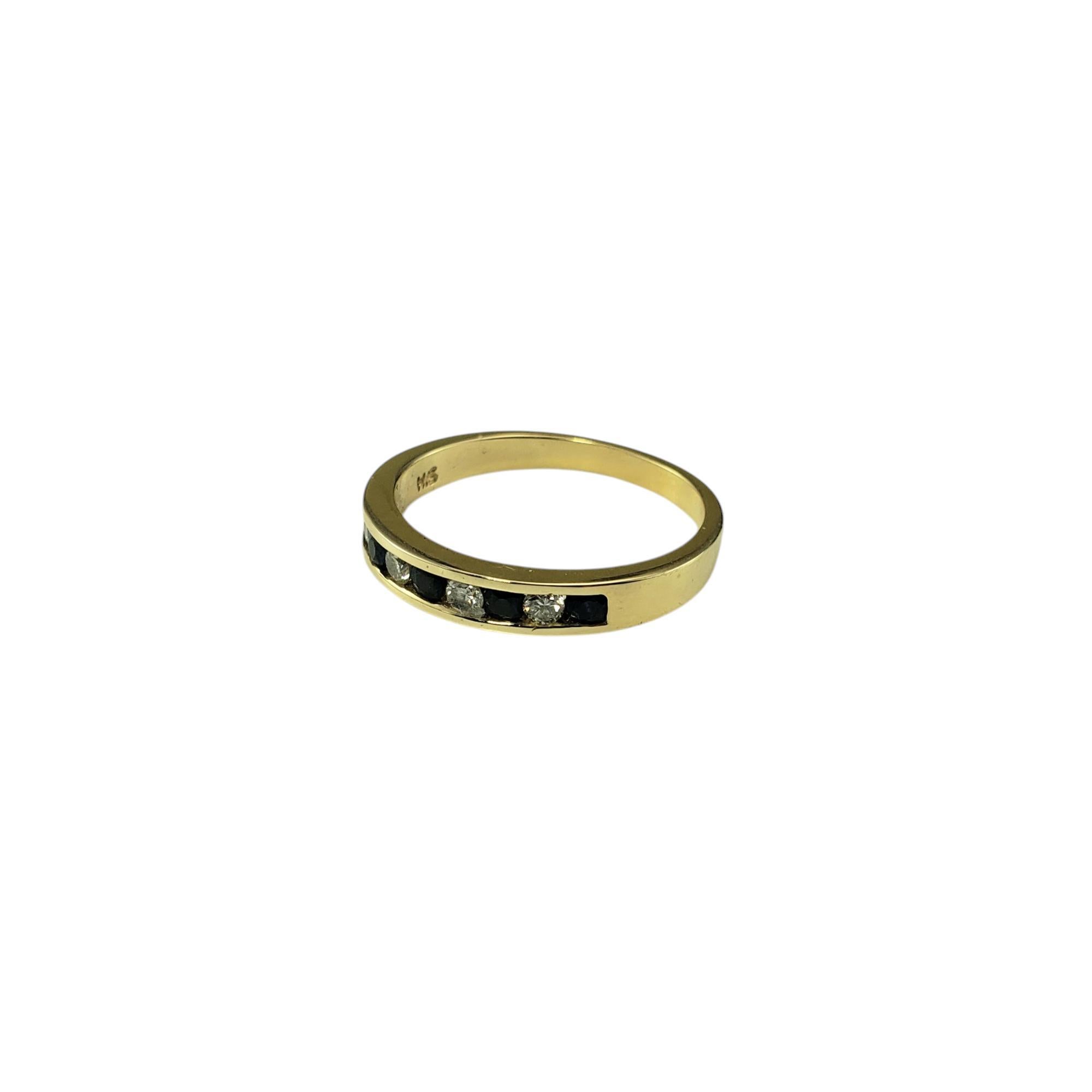14K Yellow Gold Sapphire & Diamond Band Ring Size 6.25 #19895 In Good Condition For Sale In Washington Depot, CT