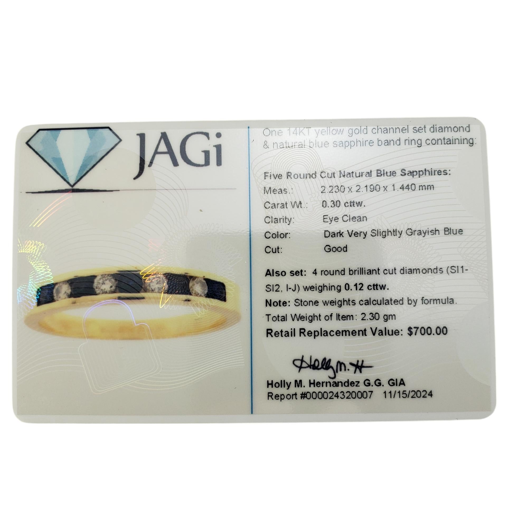 14K Yellow Gold Sapphire & Diamond Band Ring Size 6.25 #19895 For Sale 3