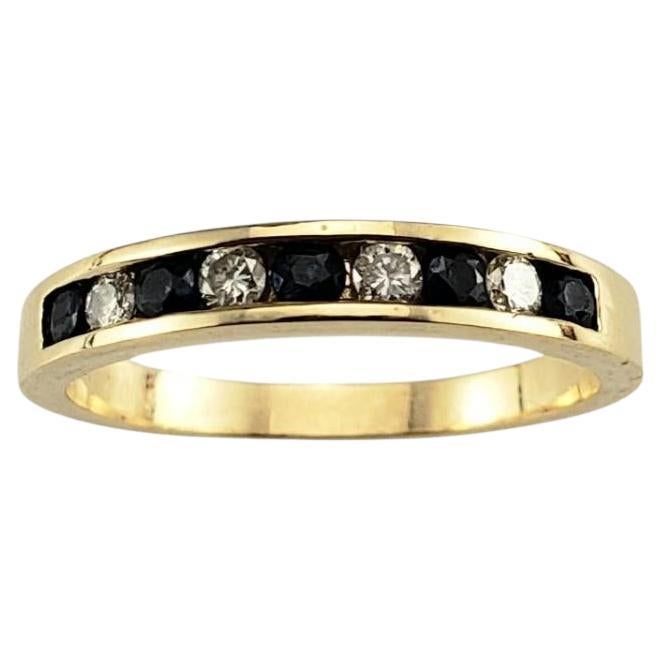 14K Yellow Gold Sapphire & Diamond Band Ring Size 6.25 #19895