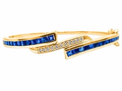 Bracciale in oro giallo 14K con zaffiro e diamante H. H. VS Bangle Unisex