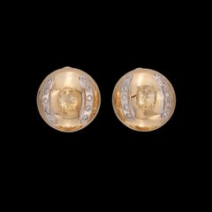 14k Gelbgold, Saphir & Diamant Bombe Clip-Ohrringe