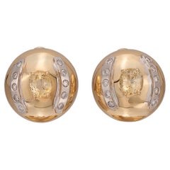 14k Gelbgold, Saphir & Diamant Bombe Clip-Ohrringe