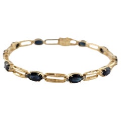 14K Yellow Gold Sapphire & Diamond Bracelet #15886