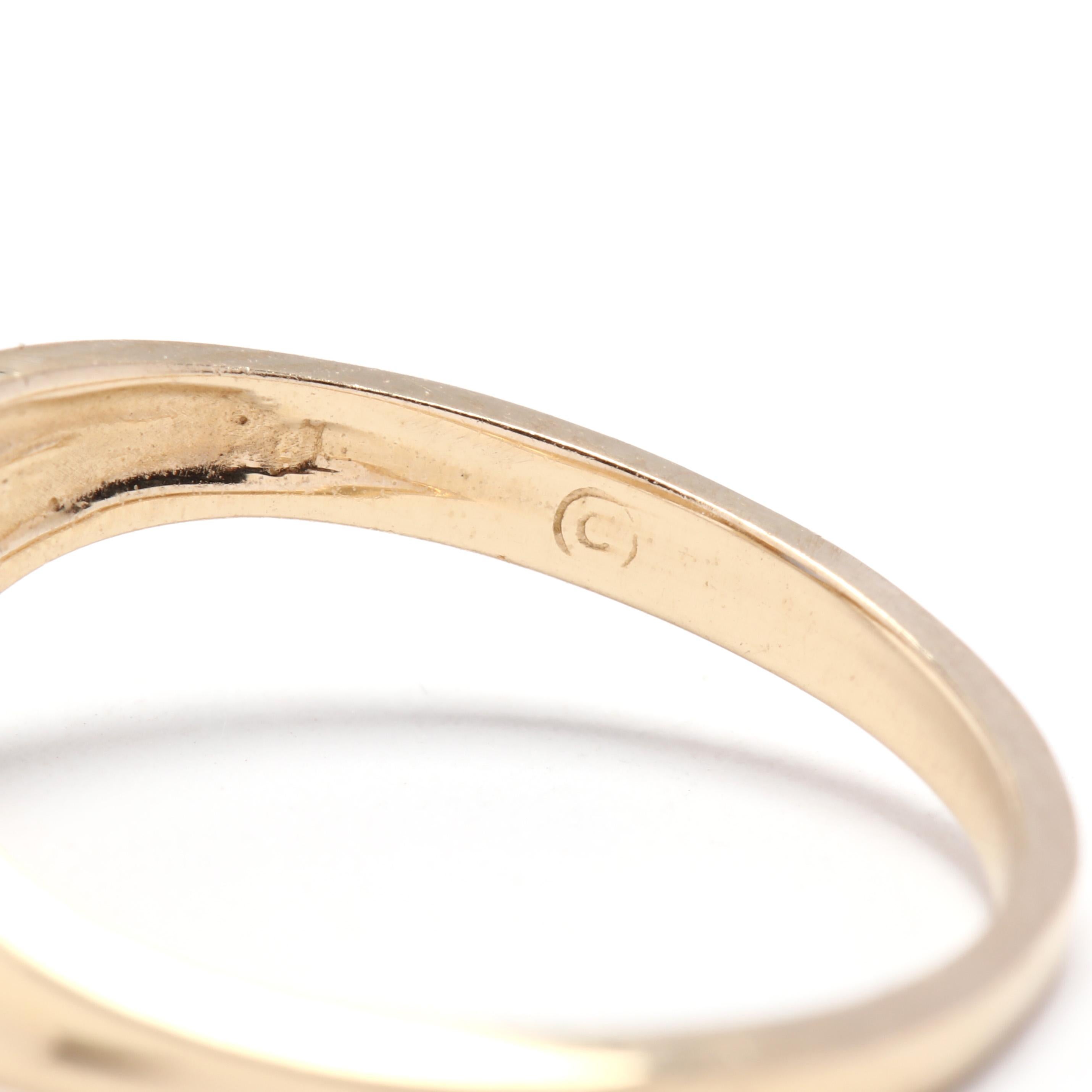 Women's or Men's 14 Karat Yellow Gold, Sapphire, Diamond Bypass Ring