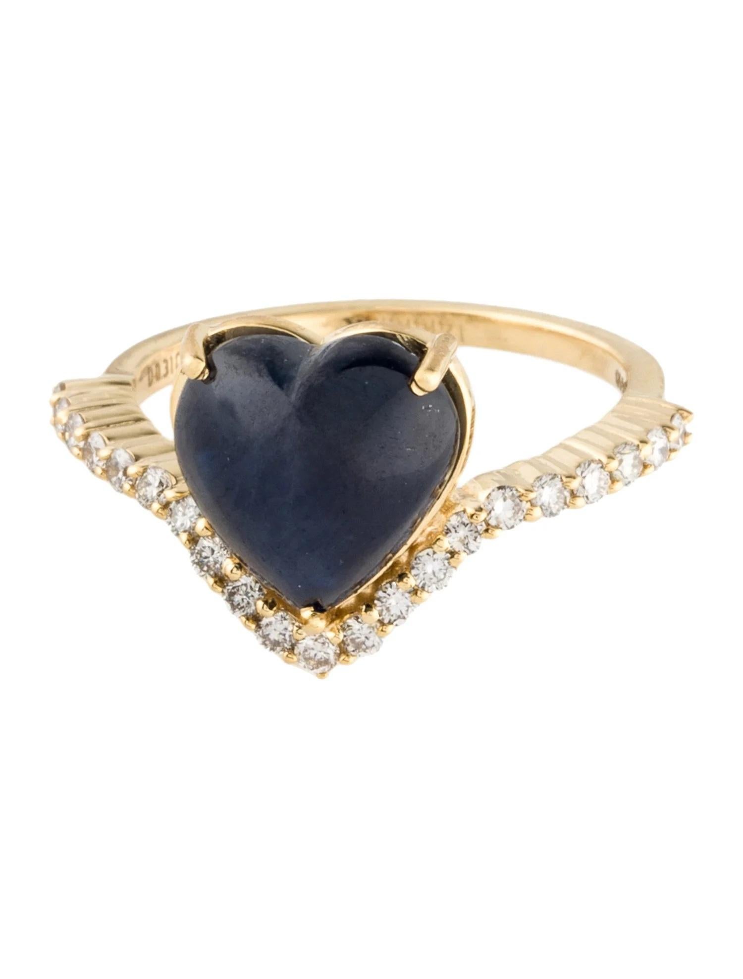Artiste Bague cocktail en or jaune 14 carats, saphir et diamants, taille 6,25 en vente