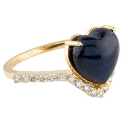 Anillo de Cóctel de Zafiro y Diamantes de Oro Amarillo de 14K, Talla 6.25